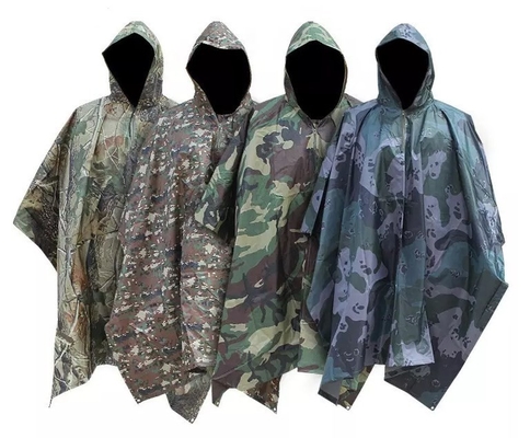 Rain Puncho Tactical Outdoor Gear Polyester Army Poncho Áo mưa
