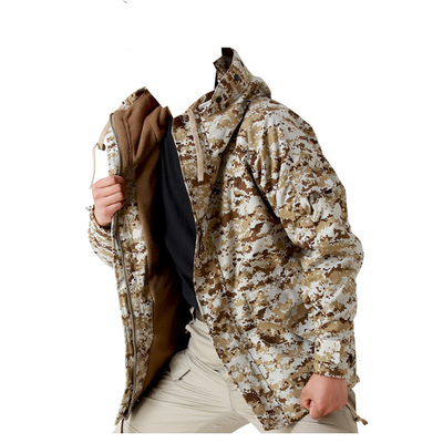 Người lớn áo khoác chiến thuật nam giới chống gió ngụy trang đứng cổ áo polyester sợi với zipper