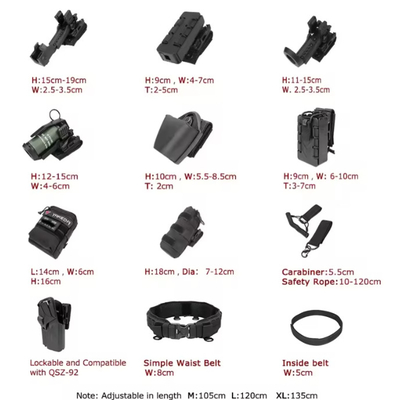 Bộ phụ kiện Holster ngoài trời An ninh chiến đấu đai chiến thuật Buckle với 11 túi