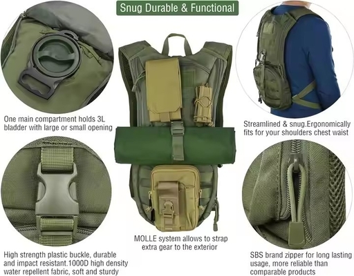 3L Túi đệm Molle chiến thuật cho đi xe đạp Đi bộ đường dài Đi bộ chạy bộ Thăng núi Túi chứa nước