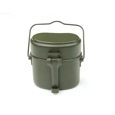 Canteen chiến thuật Olive Green Aluminum Kettle 3 Piece Lunch Box thiết bị chiến thuật ngoài trời