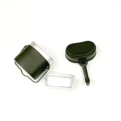 Canteen chiến thuật Olive Green Aluminum Kettle 3 Piece Lunch Box thiết bị chiến thuật ngoài trời