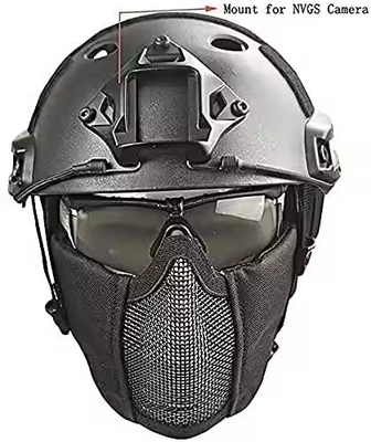 Mũ bảo hiểm chiến thuật kết hợp với bảo vệ tai gấp Half Face Mesh Mask And Glass Set