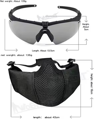 Mũ bảo hiểm chiến thuật kết hợp với bảo vệ tai gấp Half Face Mesh Mask And Glass Set